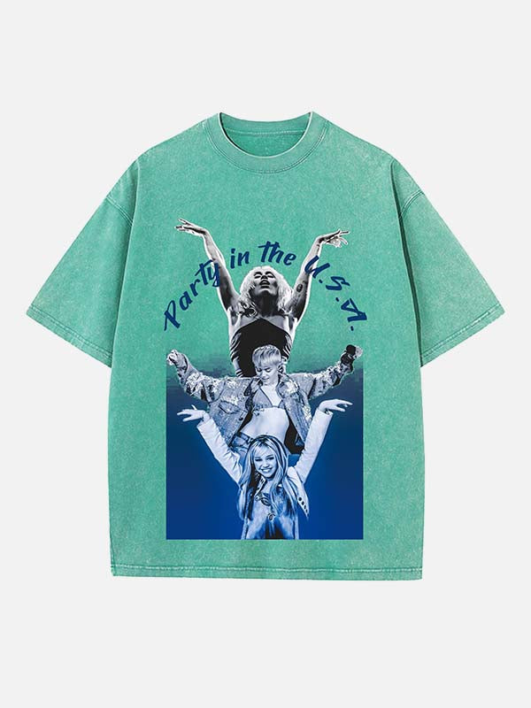 Miley Cyrus Print Round Neck T-shirt