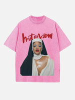 Rihanna Print Round Neck T-shirt