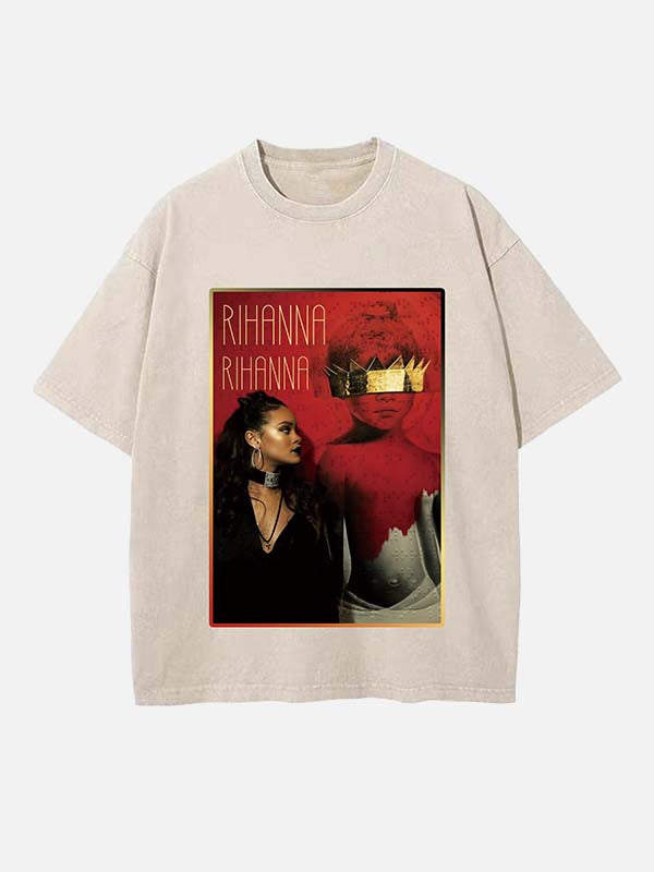 Rihanna Print Round Neck T-shirt