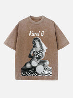 Karol G Print Round Neck T-shirt