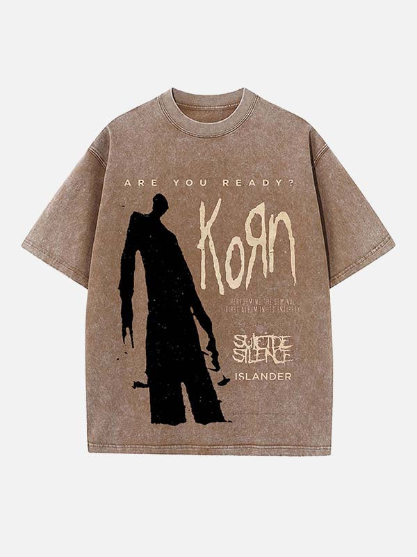 Korn Print Round Neck T-shirt