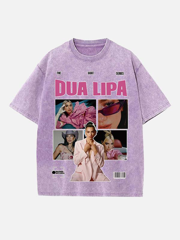 Dua Lipa Print Round Neck T-shirt