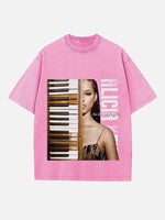 Alicia Keys Print Round Neck T-shirt