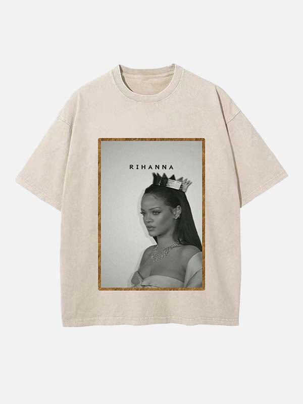 Rihanna Print Round Neck T-shirt
