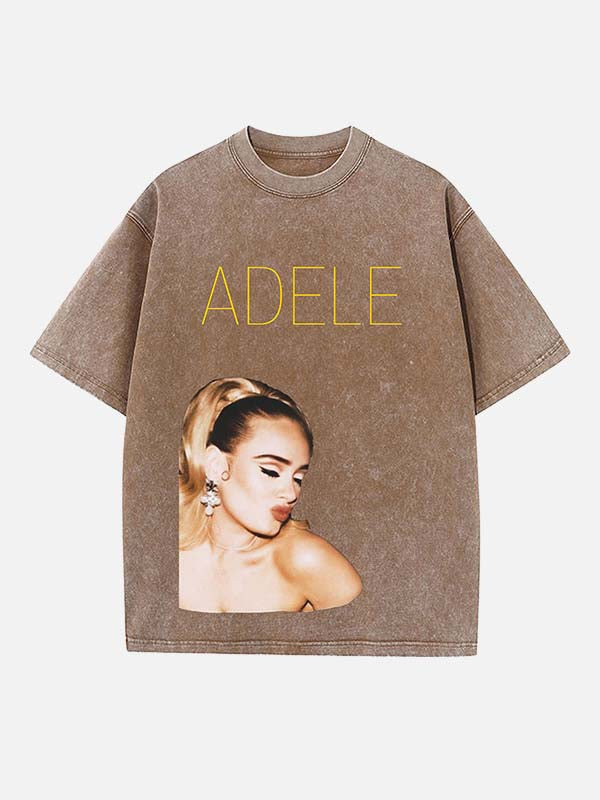 Adele Print Round Neck T-shirt