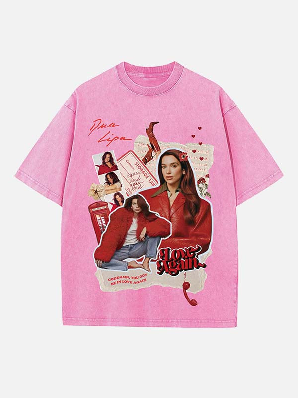 Dua Lipa Print Round Neck T-shirt