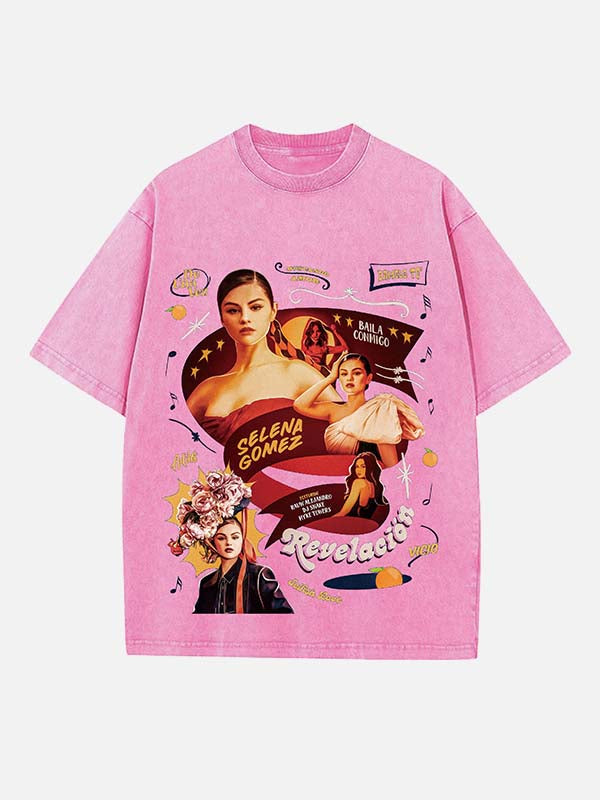 Selena Gomez Print Round Neck T-shirt