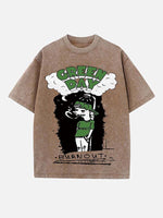 Green Day Print Round Neck T-shirt