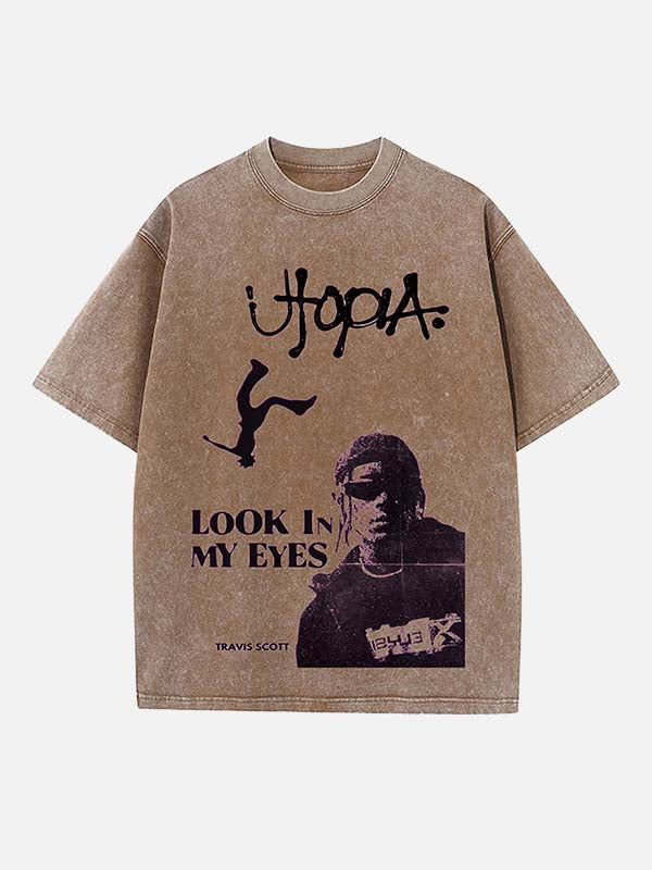 Travis Scott Print Round Neck T-shirt