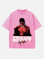 Travis Scott Print Round Neck T-shirt