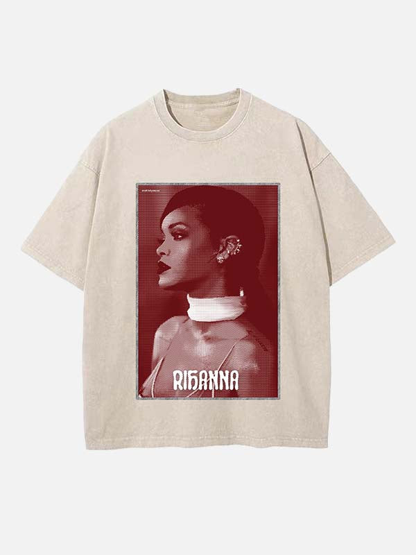Rihanna Print Round Neck T-shirt