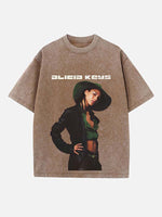 Alicia Keys Print Round Neck T-shirt