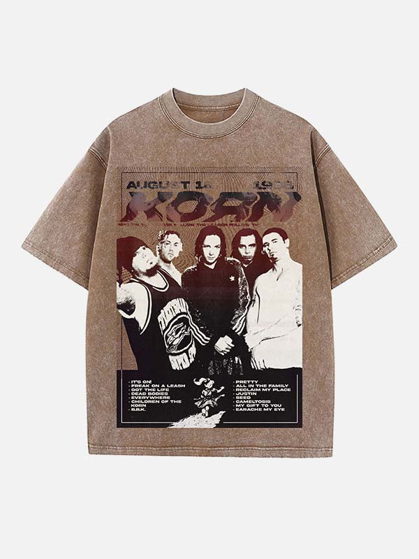 Korn Print Round Neck T-shirt