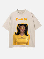 Cardi B Print Round Neck T-shirt