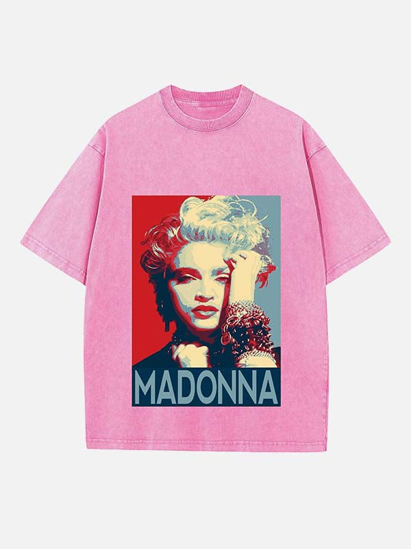 Madonna Print Round Neck T-shirt