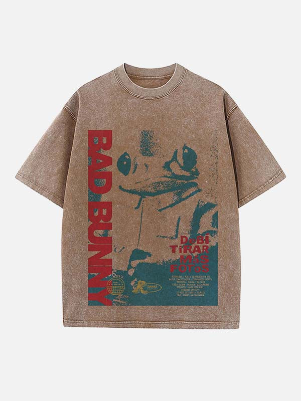 Bad Bunny Print Round Neck T-shirt