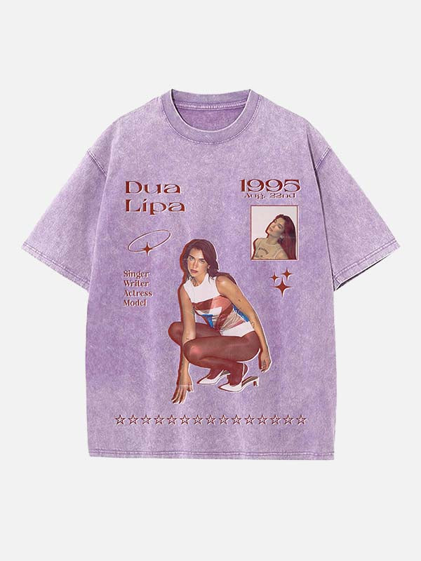Dua Lipa Print Round Neck T-shirt