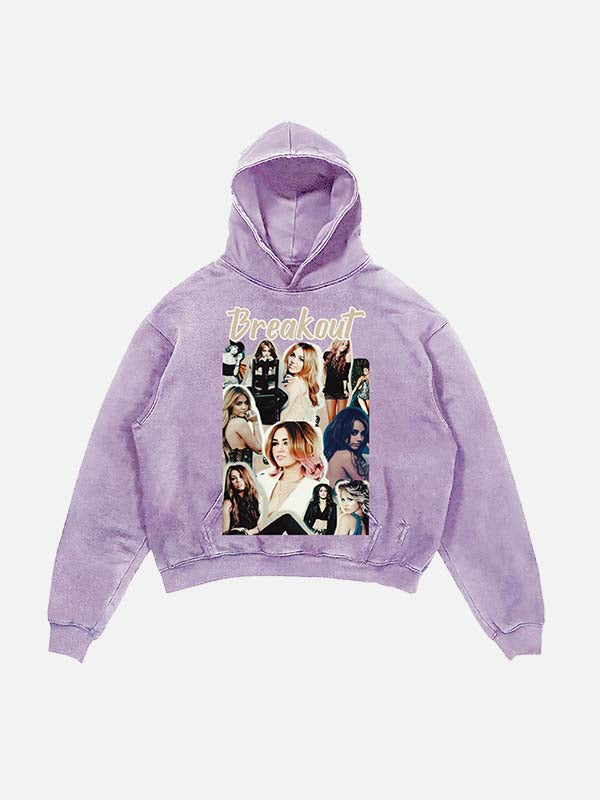 Miley Cyrus Print Slant Pockets Hoodie