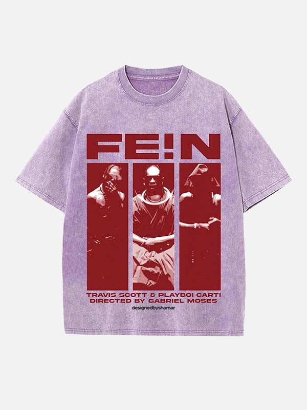 Travis Scott Print Round Neck T-shirt