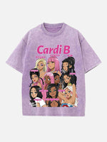 Cardi B Print Round Neck T-shirt