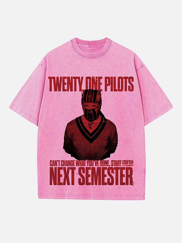 Twenty One Pilots Print Round Neck T-shirt