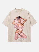 Rihanna Print Round Neck T-shirt