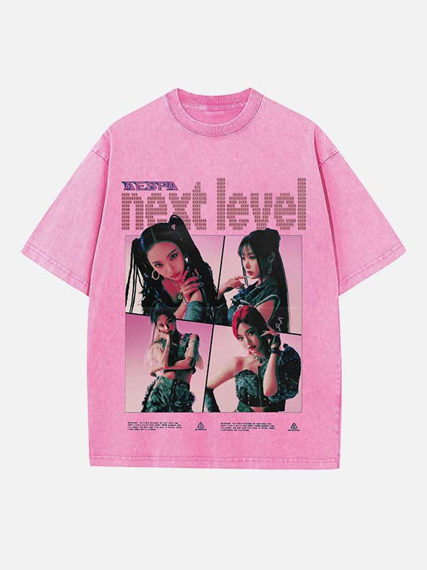 Aespa Print Round Neck T-shirt