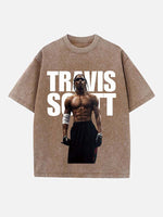 Travis Scott Print Round Neck T-shirt