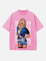 Miley Cyrus Print Round Neck T-shirt