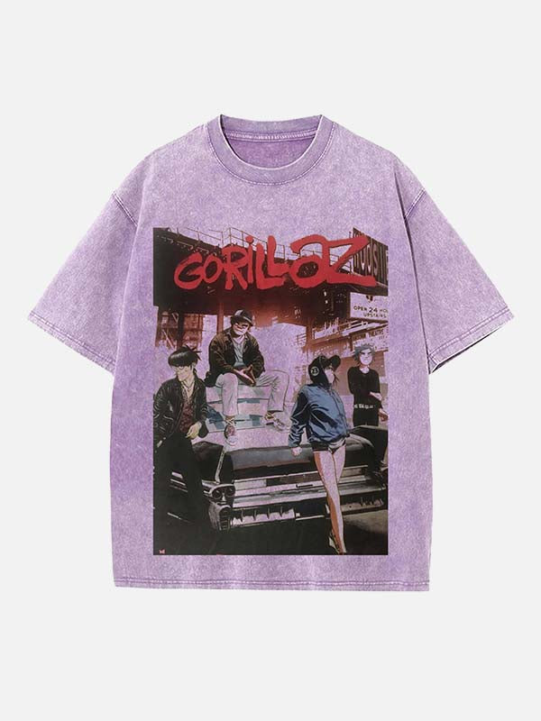 Gorillaz Print Round Neck T-shirt