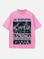 LE SSERAFIM Print Round Neck T-shirt