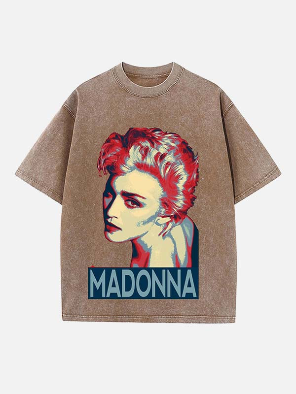 Madonna Print Round Neck T-shirt