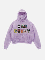 Bad Bunny Print Slant Pockets Hoodie
