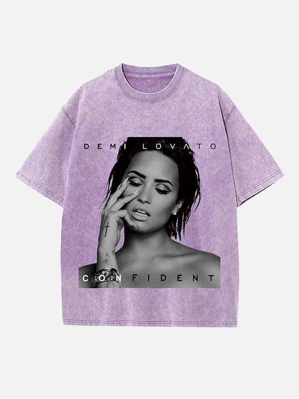 Demi Lovato Print Round Neck T-shirt