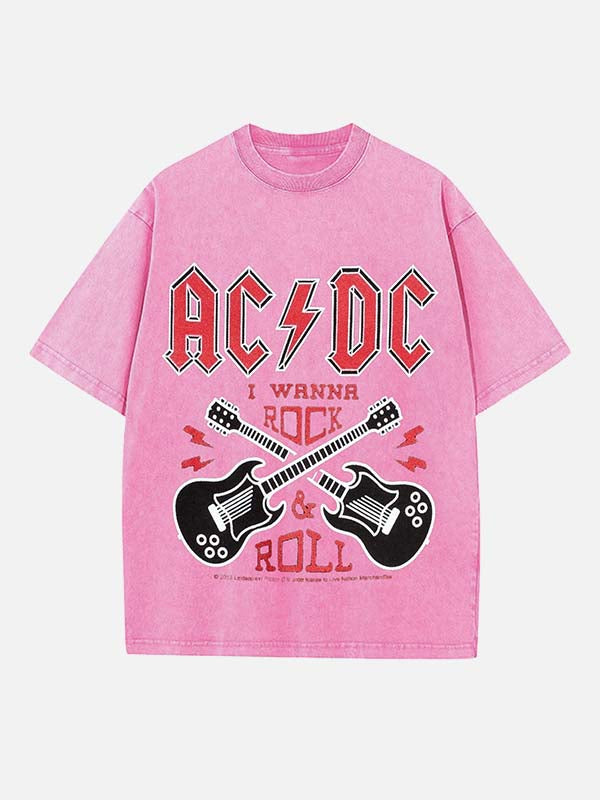 AC/DC Print Round Neck T-shirt