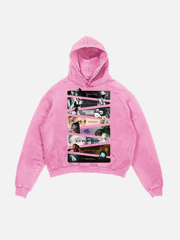 Ariana Grande Print Slant Pockets Hoodie