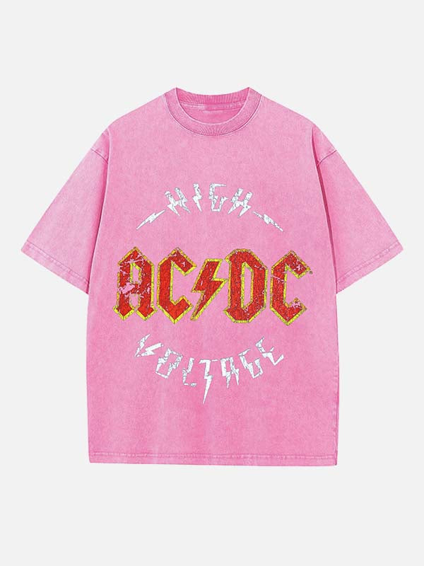 AC/DC Print Round Neck T-shirt