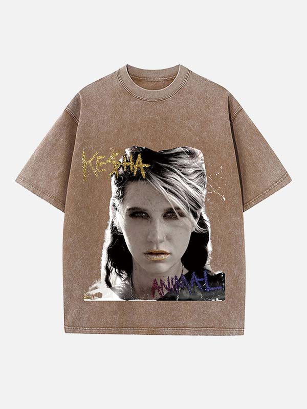 Kesha Print Round Neck T-shirt