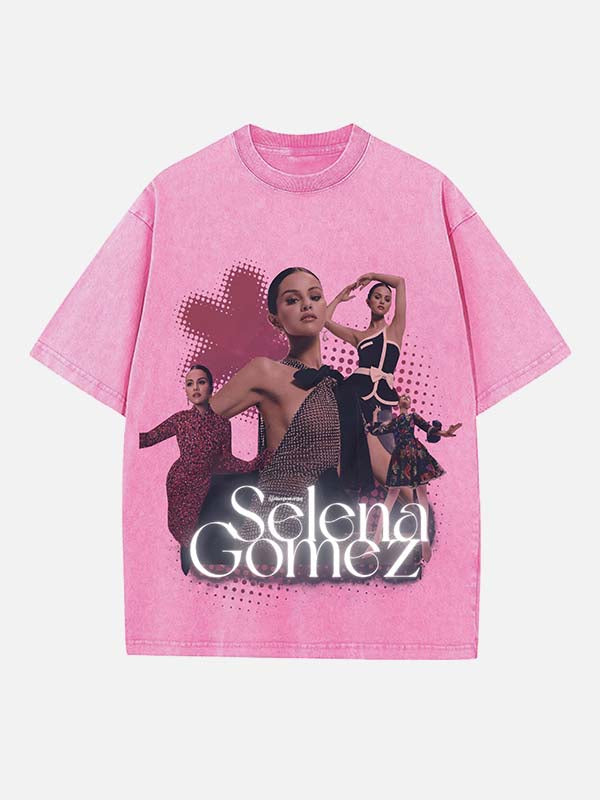 Selena Gomez Print Round Neck T-shirt
