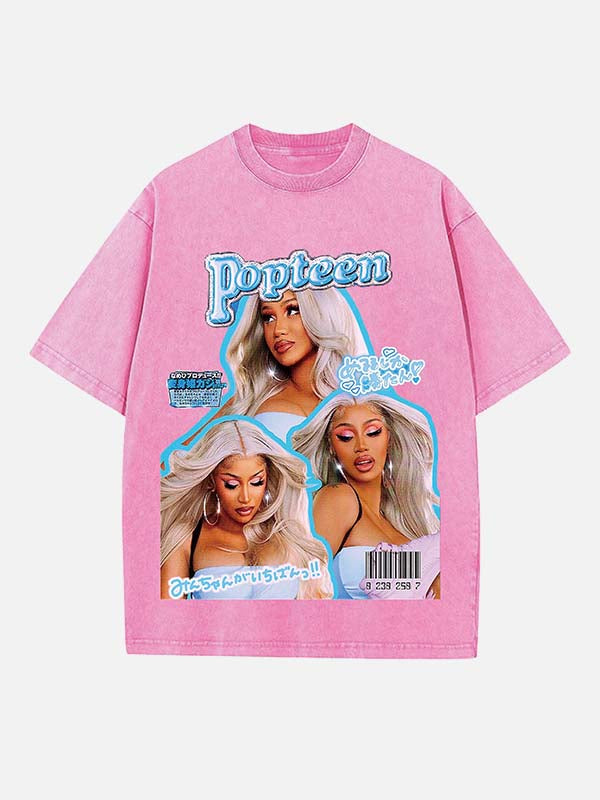 Cardi B Print Round Neck T-shirt