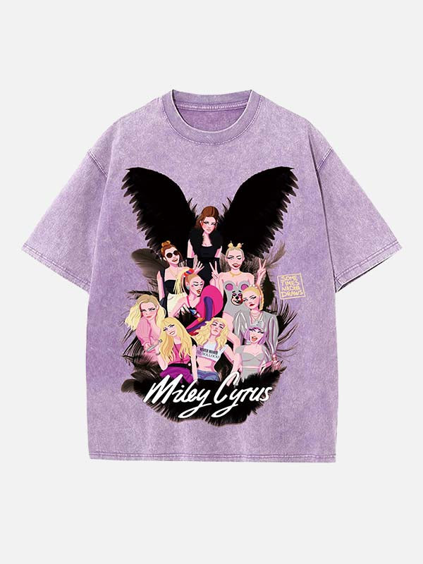 Miley Cyrus Print Round Neck T-shirt