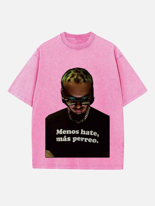 J Balvin Print Round Neck T-shirt