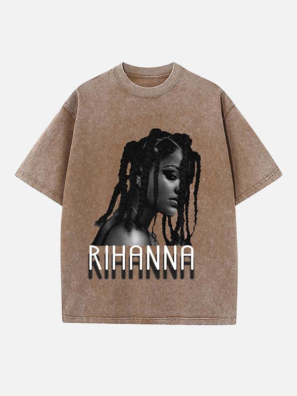 Rihanna Print Round Neck T-shirt