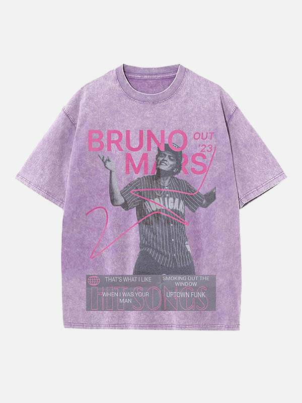 Bruno Mars Print Round Neck T-shirt