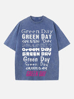 Green Day Print Round Neck T-shirt