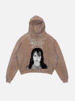 Billie Eilish Print Slant Pockets Hoodie