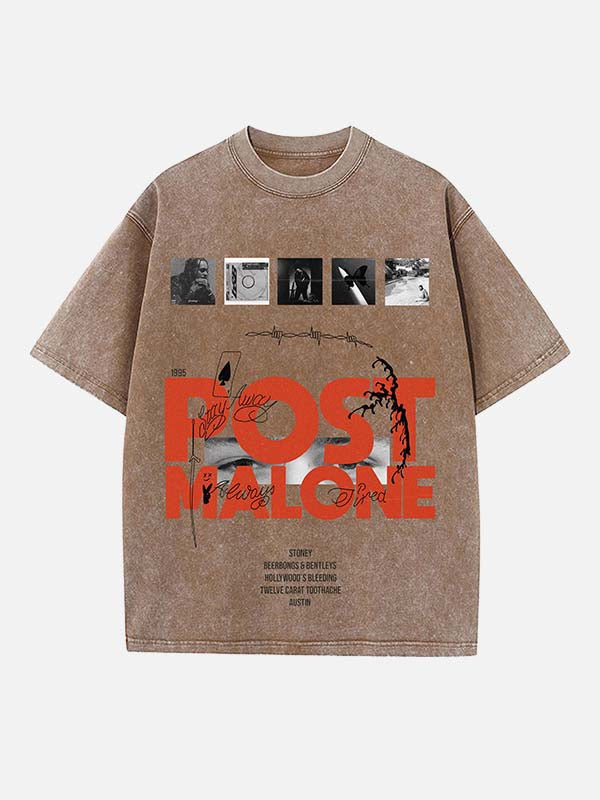 Post Malone Print Round Neck T-shirt