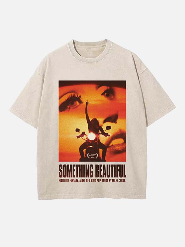 Miley Cyrus Print Round Neck T-shirt