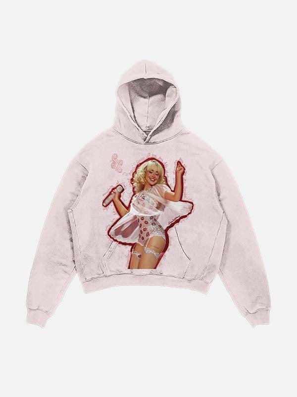 Sabrina Carpenter Print Slant Pockets Hoodie