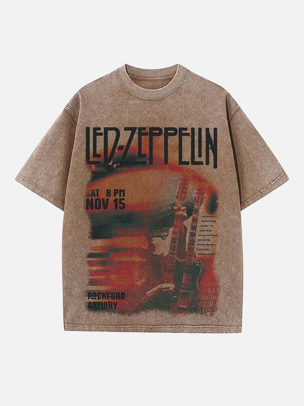 Led Zeppelin Print Round Neck T-shirt